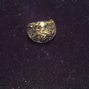 Rose gold and blue glass ring